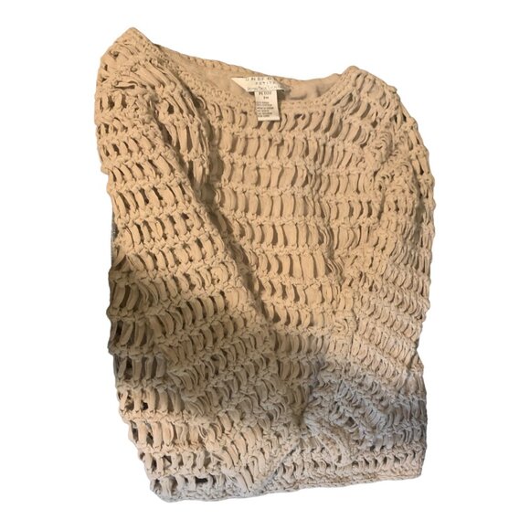 John Paul Richard Womens Sweater Petite Medium Beige Fisherman Mesh Open Knit - Picture 5 of 10